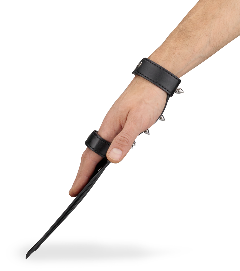 Faux leather spiked flogger glove