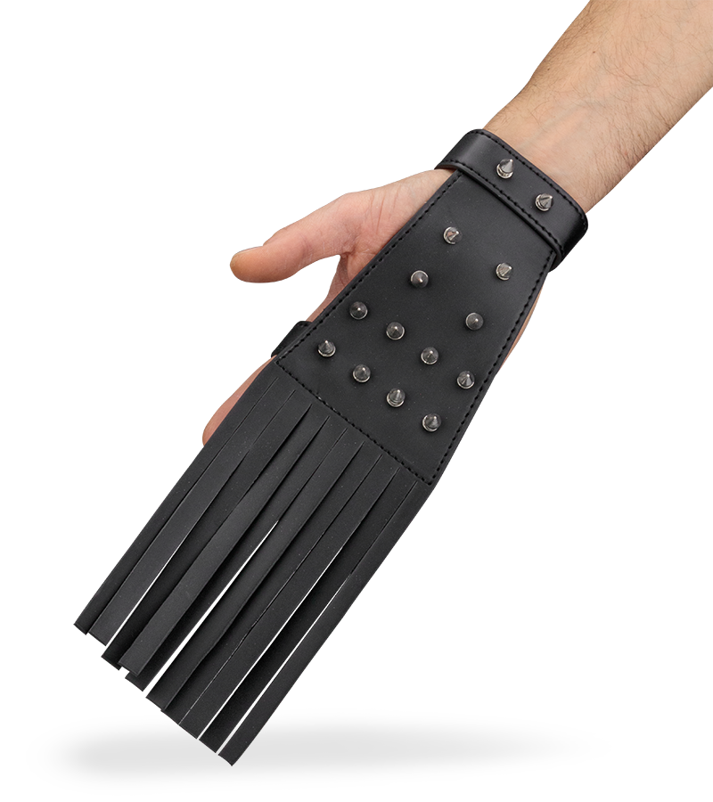 Faux leather spiked flogger glove