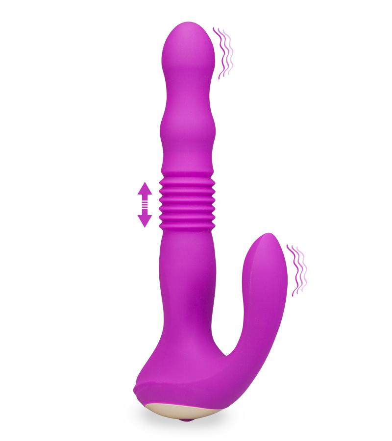 Finn vibrating and thrusting butt plug