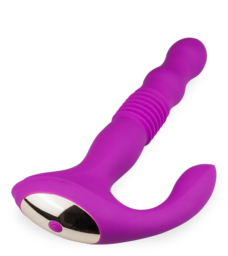 Finn vibrating and thrusting butt plug