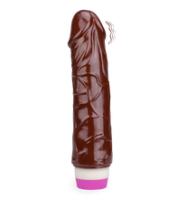 Load image into Gallery viewer, Flexible realistic black vibrating dildo