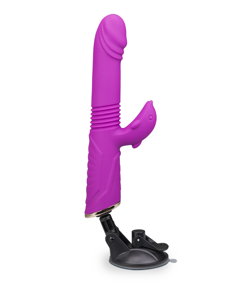 Flip thrusting rabbit vibrator with suction cup