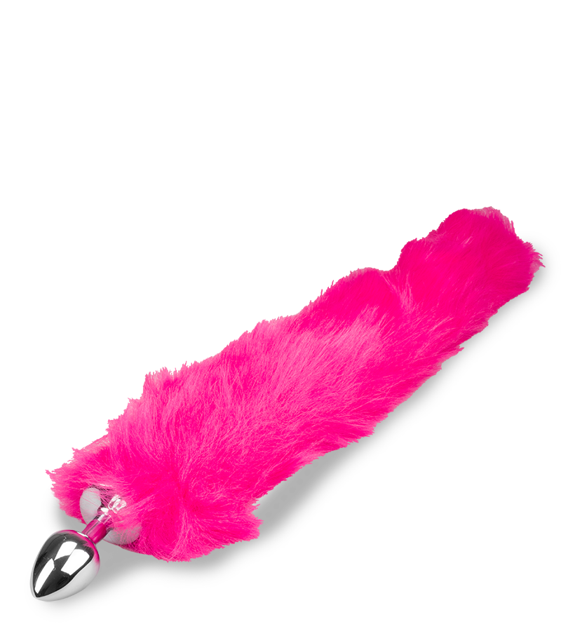 Fuchsia vegan fur fox tail anal plug