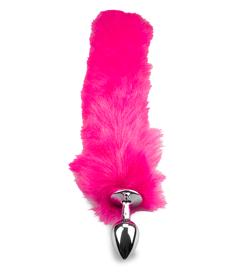 Fuchsia vegan fur fox tail anal plug