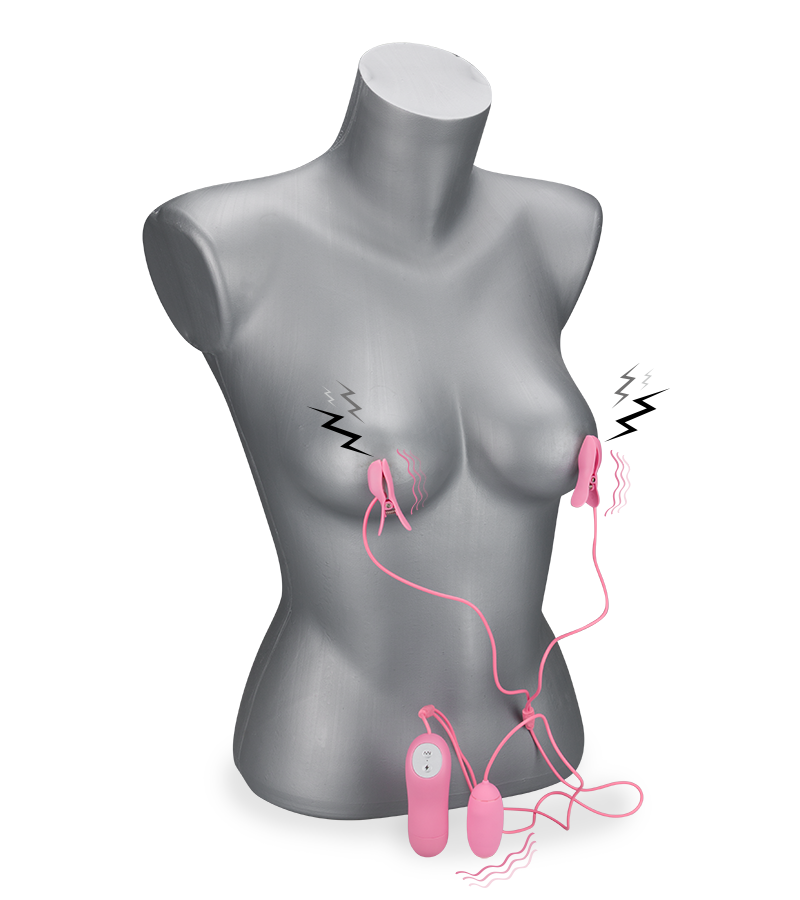Furu vibrating electrosex nipple clamps with vibrating love egg