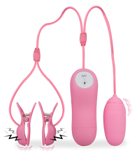 Load image into Gallery viewer, Furu vibrating electrosex nipple clamps with vibrating love egg