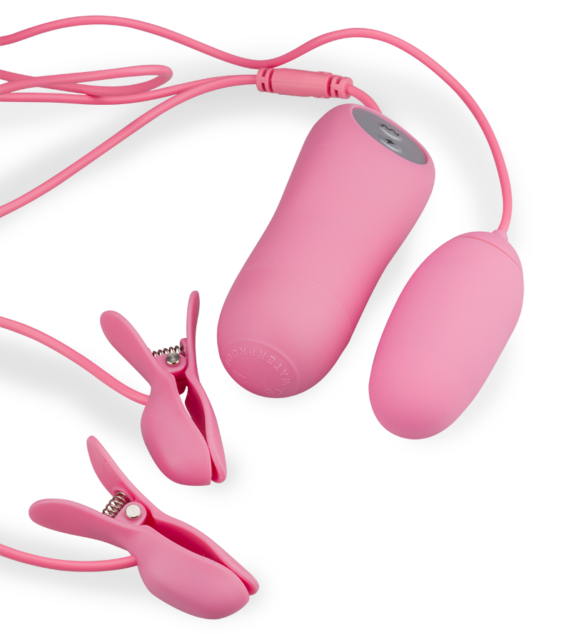 Furu vibrating electrosex nipple clamps with vibrating love egg
