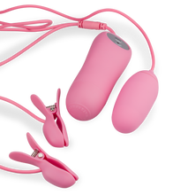 Load image into Gallery viewer, Furu vibrating electrosex nipple clamps with vibrating love egg