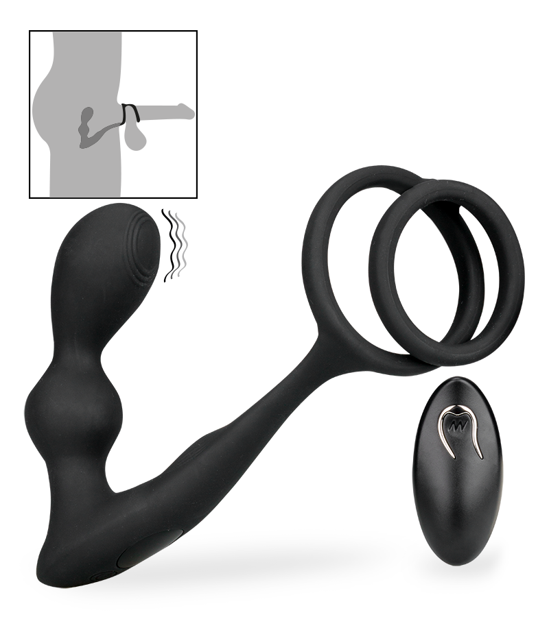 Gia vibrating prostate massager with double cock ring
