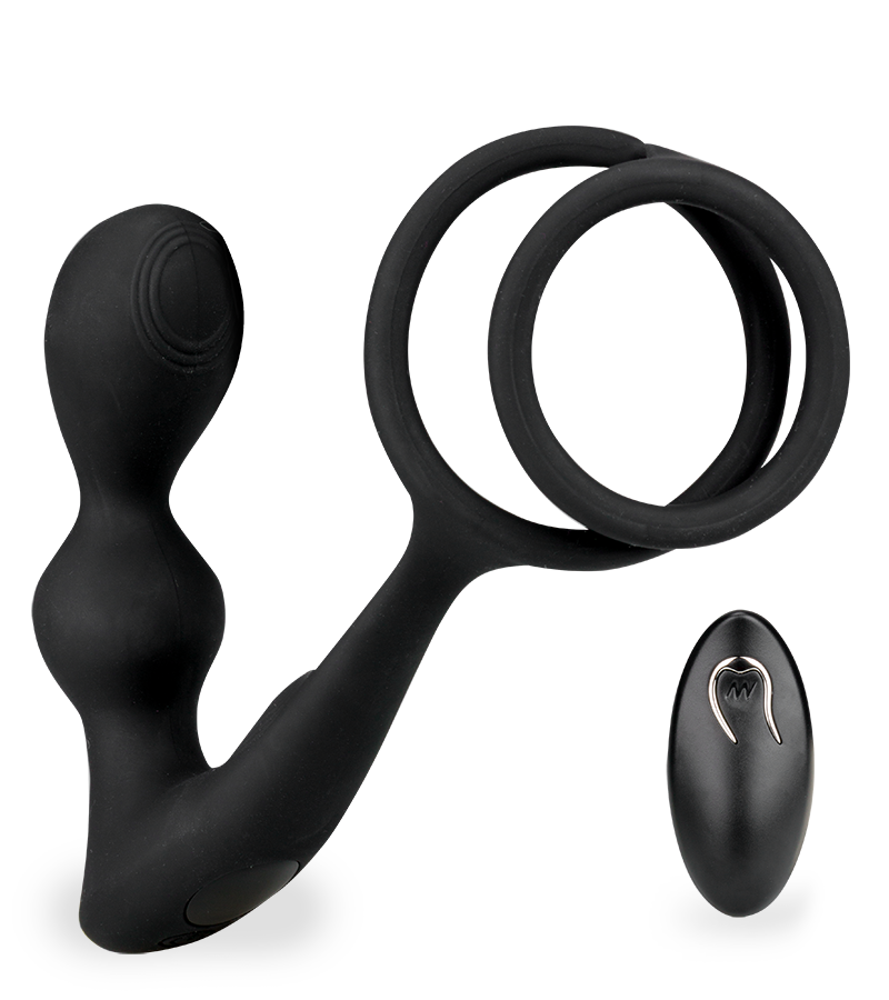 Gia vibrating prostate massager with double cock ring