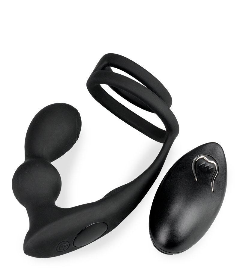 Gia vibrating prostate massager with double cock ring