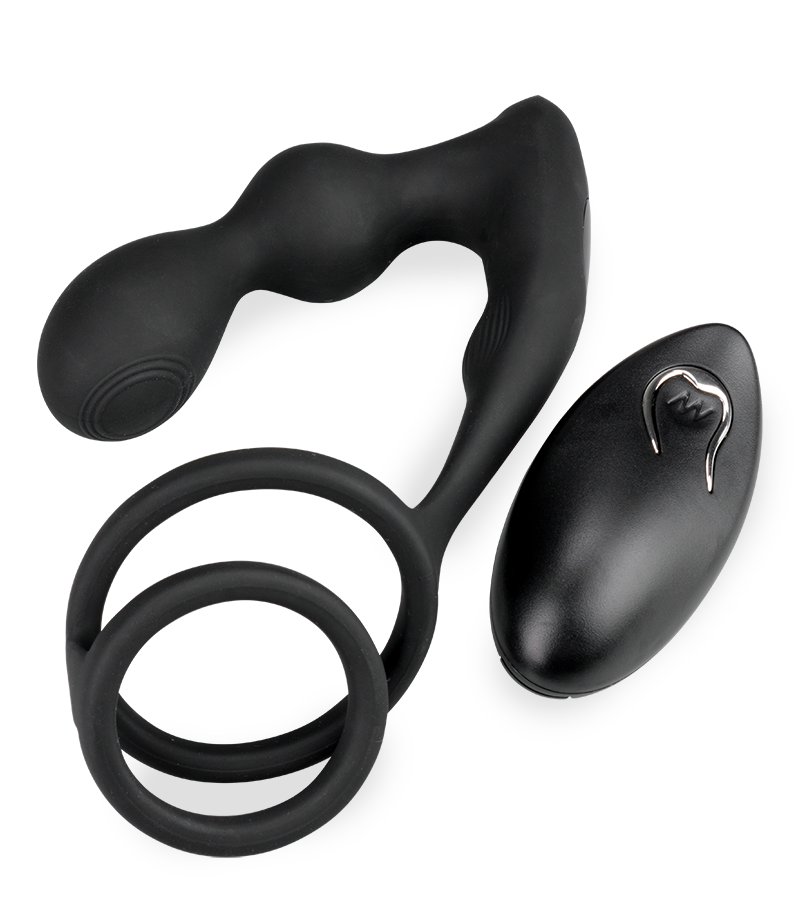 Gia vibrating prostate massager with double cock ring