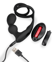 Load image into Gallery viewer, Gia vibrating prostate massager with double cock ring