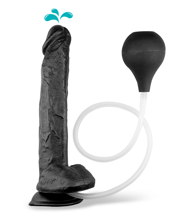 Giant ejaculating suction-cup dildo