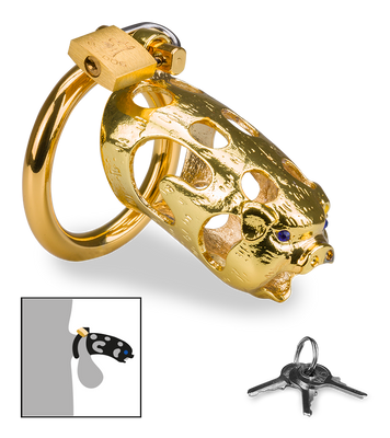Golden Pig Chinese zodiac penis chastity cage