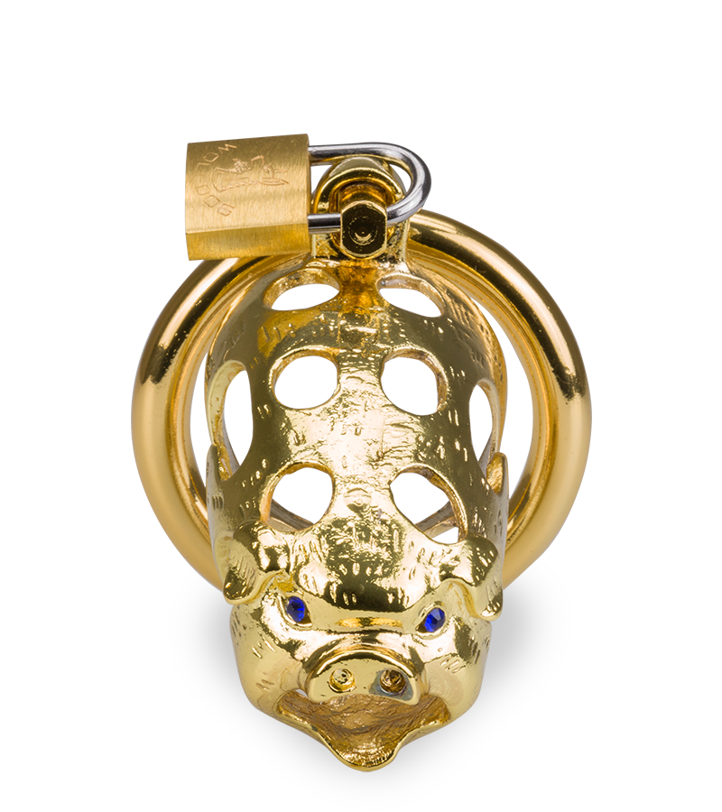 Golden Pig Chinese zodiac penis chastity cage