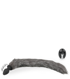 Grey faux fur vibrating butt plug