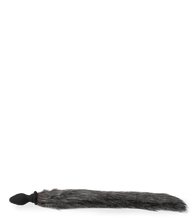 Load image into Gallery viewer, Grey faux fur vibrating butt plug