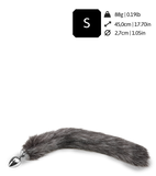 Grey faux fur wolf tail plug