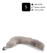 Load image into Gallery viewer, Grey vegan fur dog tail anal plug