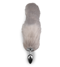 Load image into Gallery viewer, Grey vegan fur dog tail anal plug