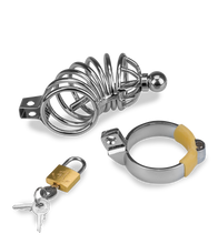 Load image into Gallery viewer, Guantanamo penis chastity cage and urethra plug