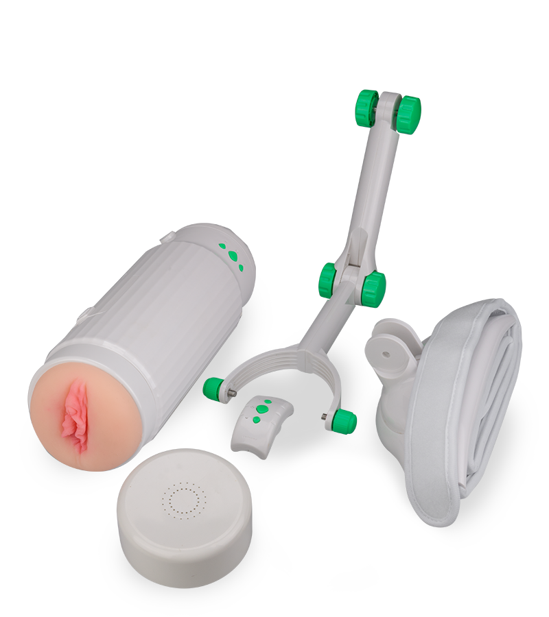 Hands-free masturbator belt with vagina sleeve