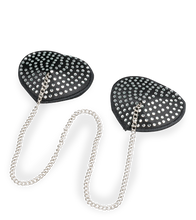 Load image into Gallery viewer, Heart-shaped rhinestone and metal chain nipple pasties