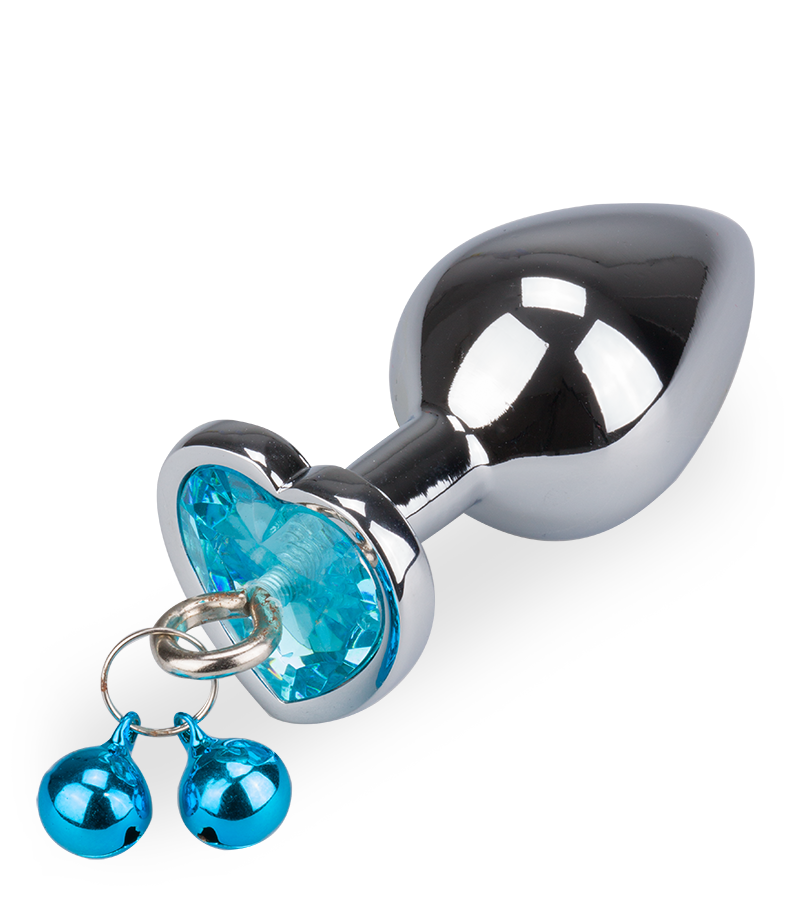 Heart-shaped rosebud anal jewel with bells