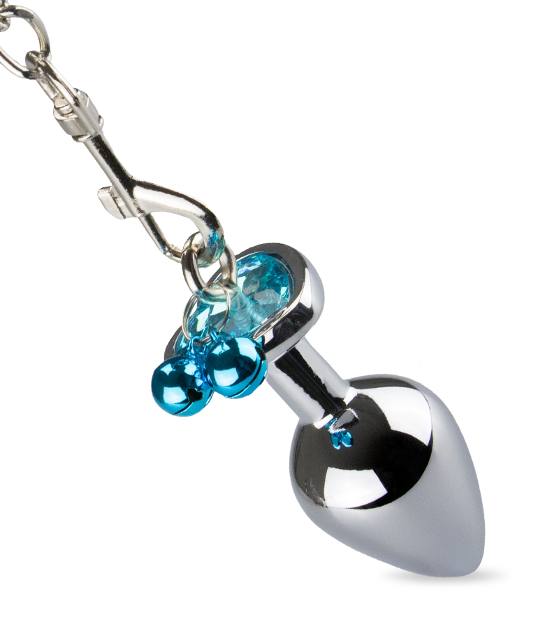 Heart-shaped rosebud anal jewel with bells