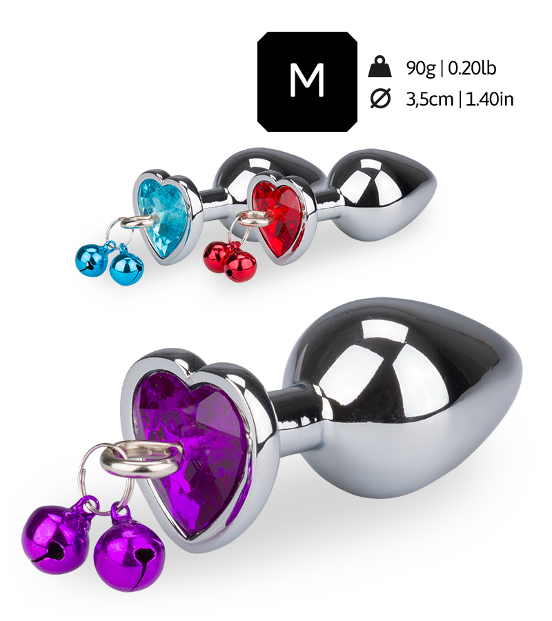 Heart-shaped rosebud anal jewel with bells