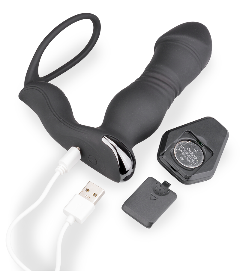 Hera vibrating and thrusting anal plug with cock ring