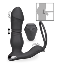 Load image into Gallery viewer, Hera vibrating and thrusting anal plug with cock ring