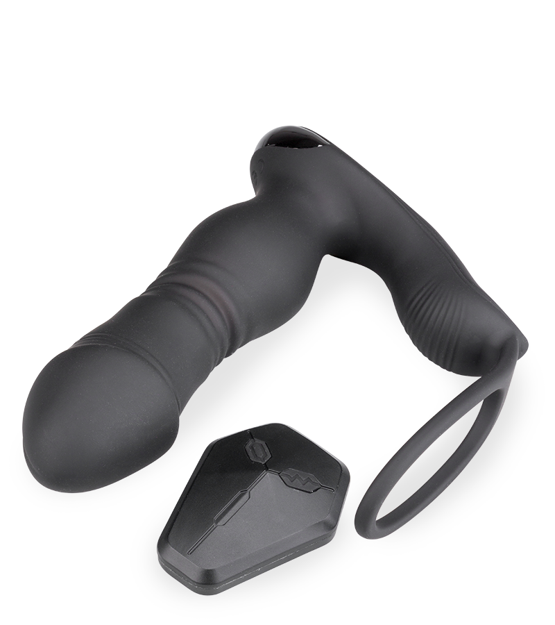 Hera vibrating and thrusting anal plug with cock ring