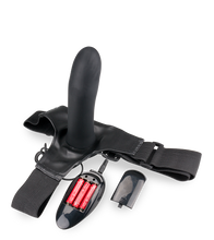 Load image into Gallery viewer, Hollow vibrating silicone strap-on dildo harness