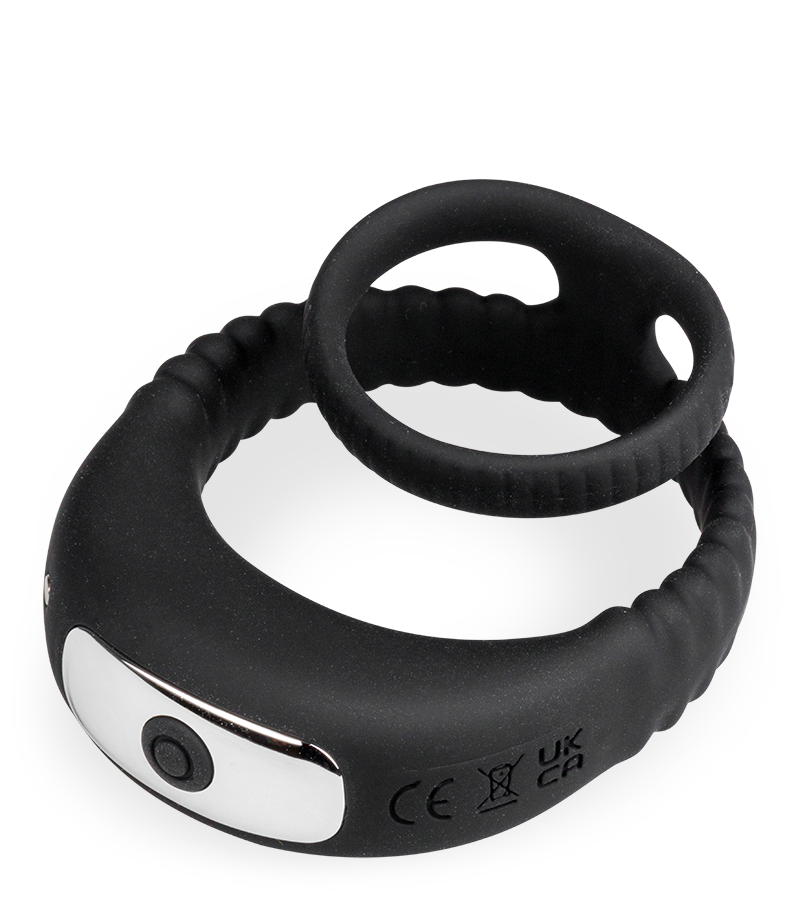 Hop silicone vibrating double cock ring
