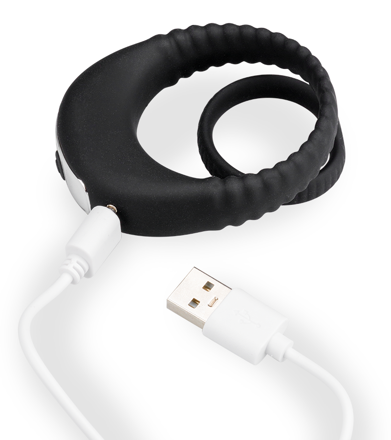 Hop silicone vibrating double cock ring