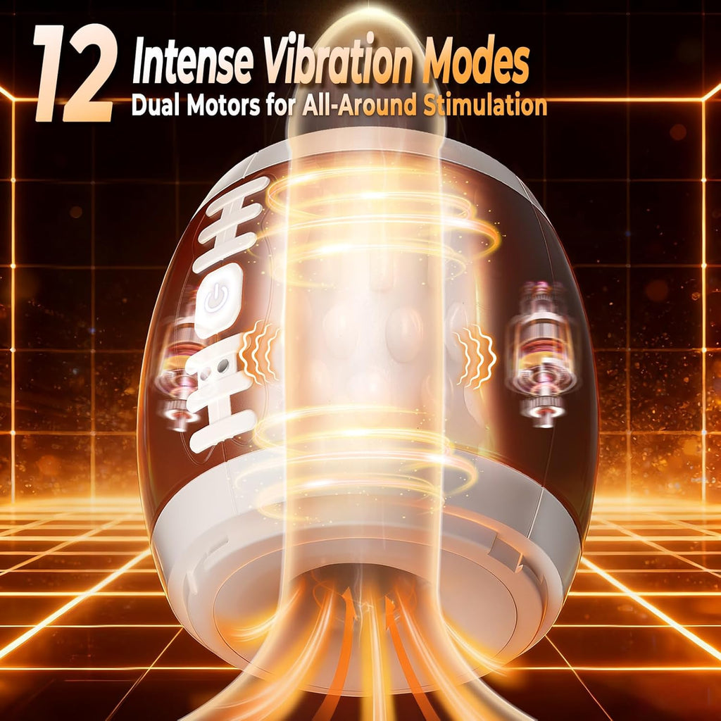 Men's football-shaped masturbator, 12 vibration modes, 3D TPE realistic inner sleeve.