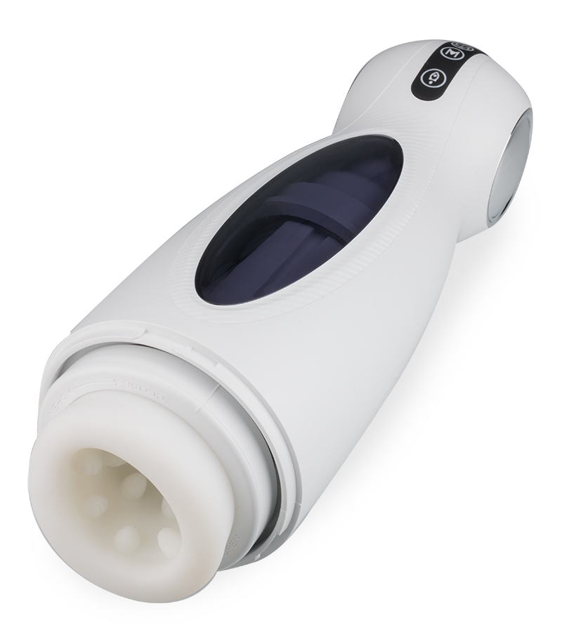 Icicle rotating and thrusting masturbator with phone holder