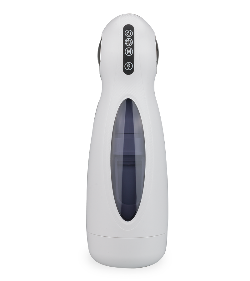 Icicle rotating and thrusting masturbator with phone holder