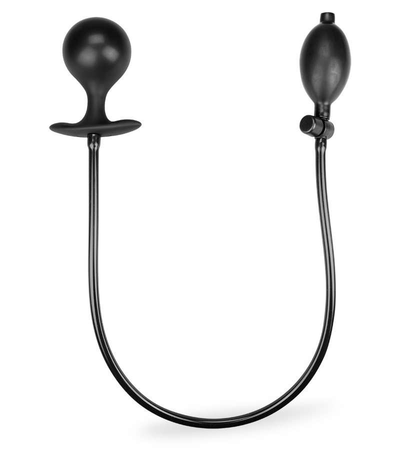 Inflatable butt plug with massaging bead