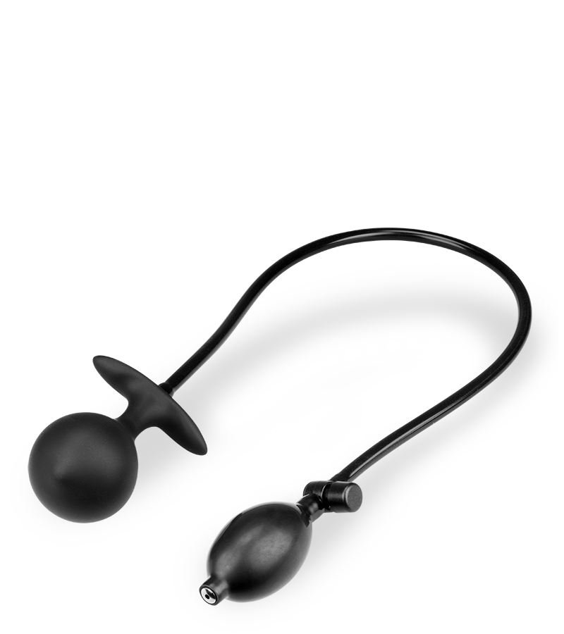 Inflatable butt plug with massaging bead