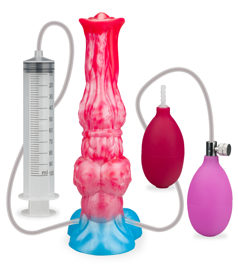 Inflatable ejaculating Borzoi dog dildo