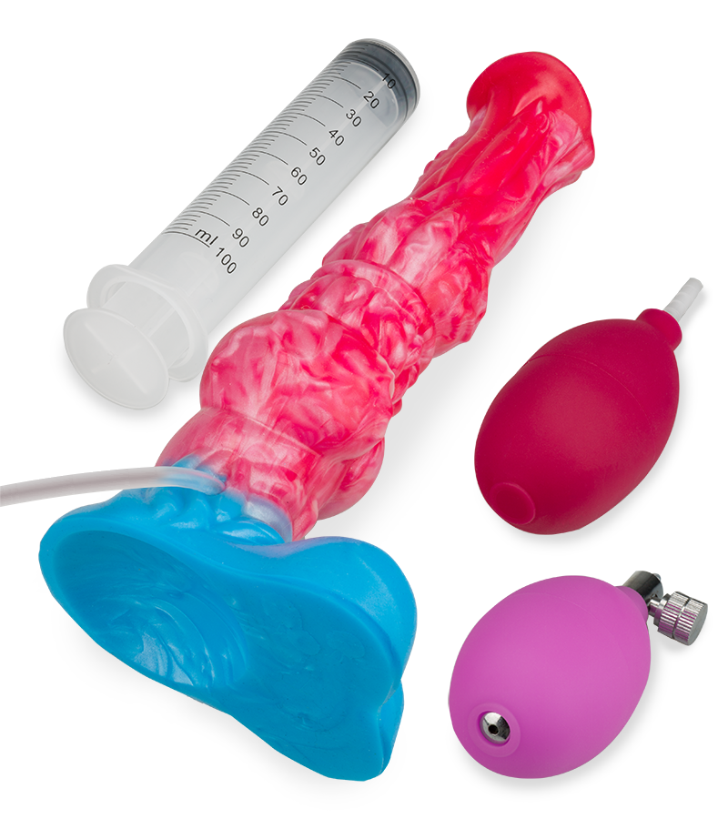 Inflatable ejaculating Borzoi dog dildo