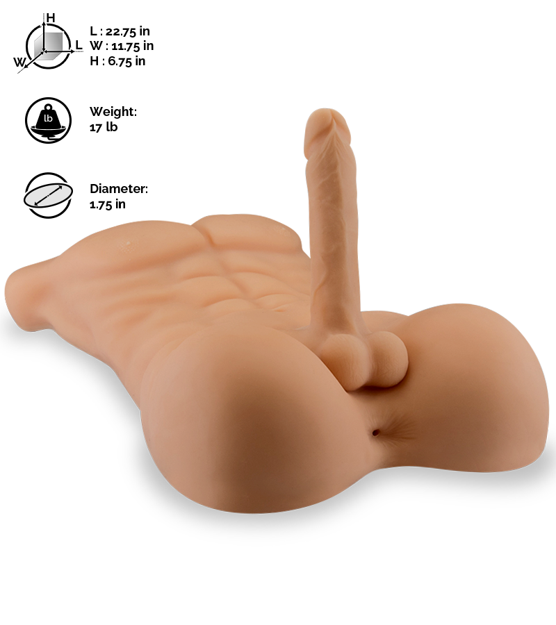 Jonathan realistic male sex torso with penis and anus
