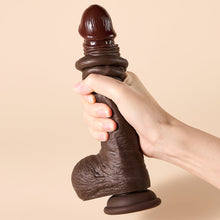 Load image into Gallery viewer, Joylume ObsidianCurve upright suction cup dildo displayed on flat surface