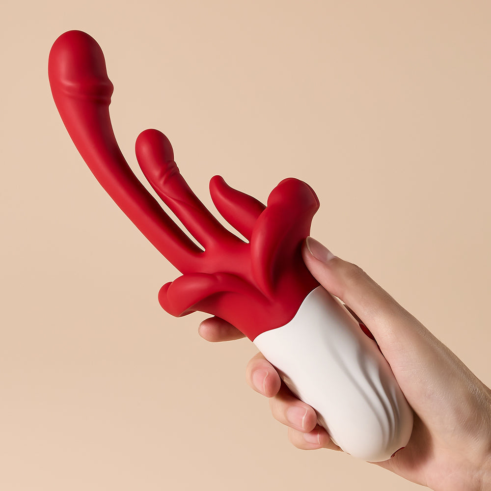Joylume Private Flick rose vibrator featuring soft tongue licking design