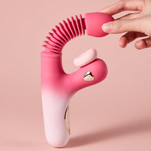 Load image into Gallery viewer, Joylume Sticky Mouth handheld thrusting vibrator shown in lifestyle setting