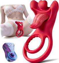 Load image into Gallery viewer, Joylume vibrating cock ring with realistic tongue for couples stimulation