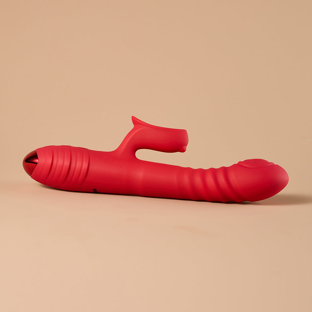 Heated Thrusting Vibrator with Clit Stimulator